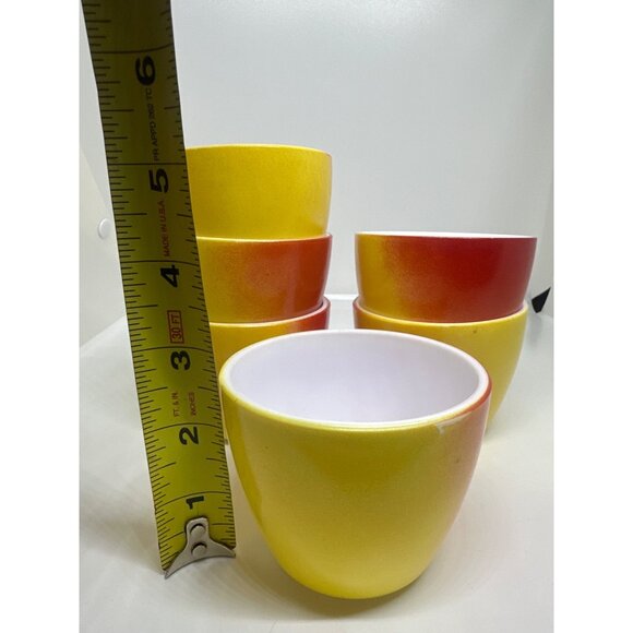 VTG Hazel Atlas Apple Bottoms Glasses Set of 6 | Yellow-Red Ombre 2.5" Tumblers - Picture 5 of 5
